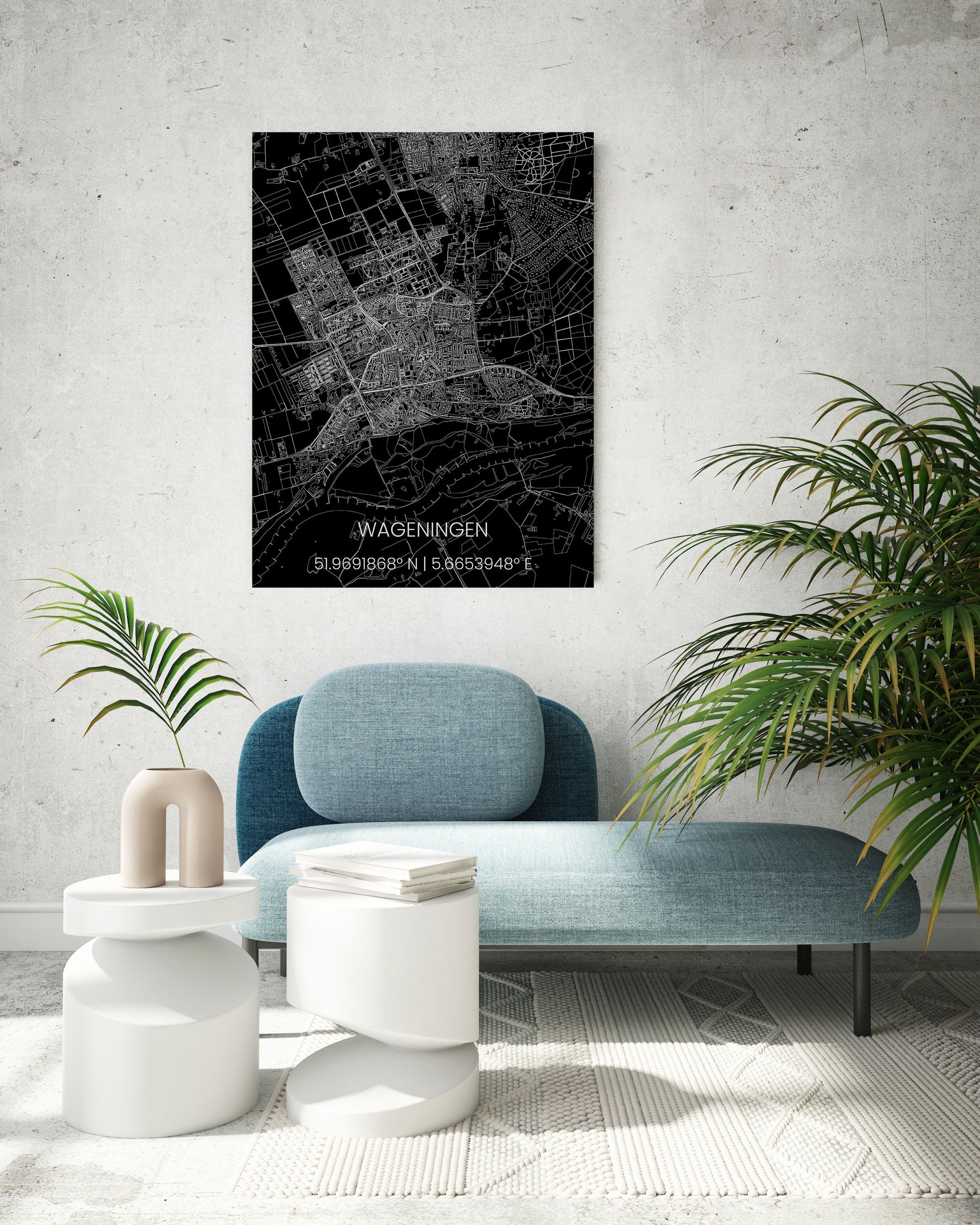 Wanddecoratie Aluminium Stadsplattegrond Wageningen Brandthout 1382